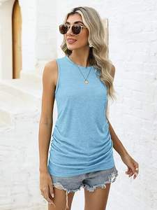 Nuevas camisetas sin mangas cómodas de Fitness para mujer, chaleco ligero de secado rápido con cuello redondo, entrenamiento activo sin costuras para correr - Product Image 3