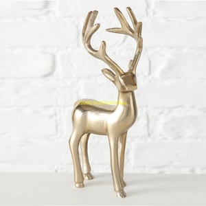 Figurine de renne dorée en métal au design moderne Décoration de Noël Statue de cerf Accent de table de Noël Décoration intérieure du pays des merveilles de l'hiver - Product Image 5