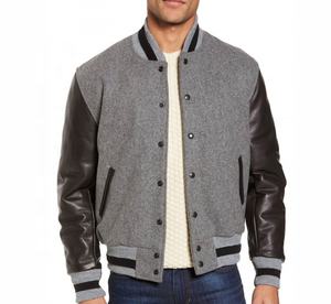 Veste universitaire en toile vintage haut de gamme pour hommes, streetwear de baseball décontractée patchwork - Product Image 1