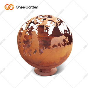 Usine directement miroir fini 400mm décoration de jardin en acier Corten regardant boule creuse - Product Image 1