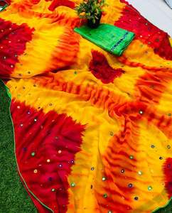 Último diseñador Todo el trabajo hecho a mano Espejo y trabajo de piedra Nuevos saris para íntimos y bodas Sari de Indian Exportere - Product Image 6