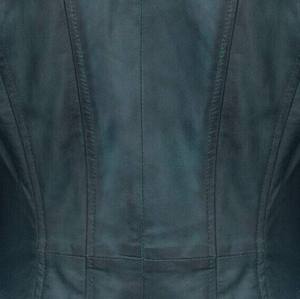 Veste de motard en cuir véritable pour femmes, grande taille, couleurs vives, veste de moto courte avec poches, vêtements d'extérieur tendance XL - Product Image 6