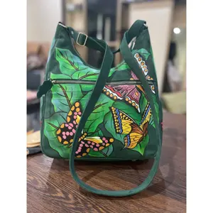 Genuine Cowhide Leather Tote <b>Bag</b> for Ladies Hand Painted <b>Baby</b> Weekender Handbag Softness Hardness LB - Product Image 2