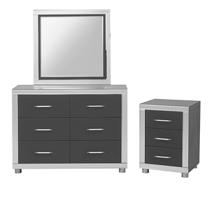 Tocador de maquillaje Tocador y mesita de noche modernos con elegantes detalles de espejo, que ofrecen estilo y funcionalidad para cualquier dormitorio - Product Image 1