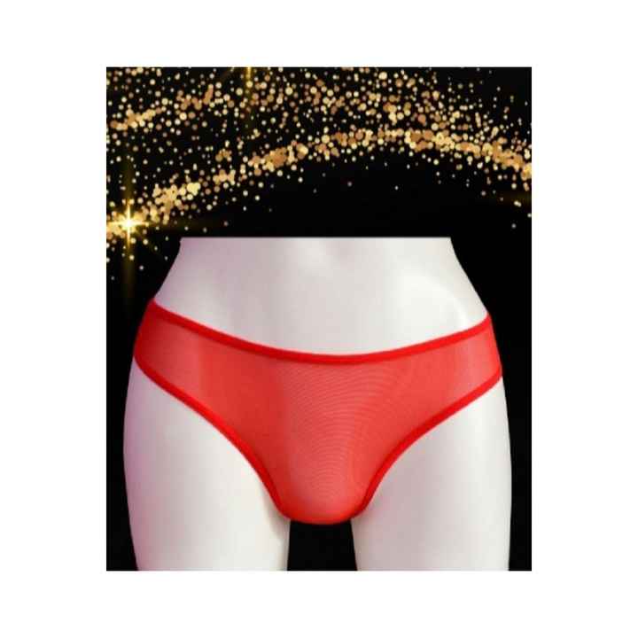 Red Full Tulle Back Band Top Stone Detail Panties
