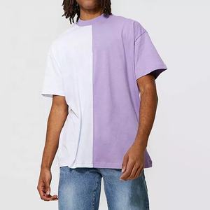 T-shirt surdimensionné avec LOGO brodé pour homme, Streetwear décontracté, Tops amples avec blocs de couleurs - Product Image 2