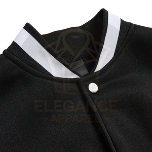 ELEGANCE ENTERPRISES Blousons universitaires d'hiver pour hommes de baseball universitaire, avec lettrage en blocs, blanc et noir, à rayures de course, boutonnage frontal, coupe ample - Product Image 6