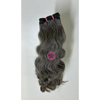Mèches de cheveux humains ondulés doublement étirés Salt Pepper, 100% Remy indien vierge, 50% gris 50% noir, 100g, trame de peau, modèle Arrow Exim