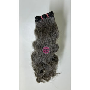 Extensions de cheveux humains ondulés double trame, sel et poivre, 100% cheveux indiens vierges Remy, cuticules alignées, sans nœuds, sans perte - Product Image 4