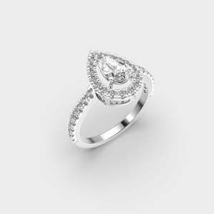 Anillo de Bodas de diamante Halo 6*4mm corte de pera anillo de compromiso de moissanita Original 14K regalo de aniversario de oro amarillo sólido - Product Image 3