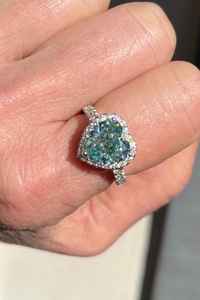 Anillo de Halo de Moissanita Original de Color Azul Verde, Plata 925, Anillo de Promesa de Aniversario, Joyería Fina, Anillo de Promesa para Pareja - Product Image 6