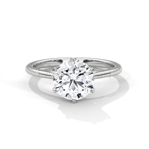 Adorable <b>Solitaire</b> Finger <b>Ring</b> in 925 Sterling <b>Silver</b> with Round Brilliant Cut Leb Grown Diamond <b>Ring</b> for Women - Product Image 2