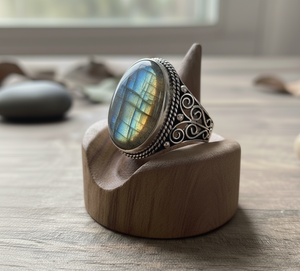 Bague de pierres précieuses Labradorite en or rose plaqué rhodium en argent sterling personnalisé-Bracelet de fête de mariage à la mode Bijoux de cadeau en pierre naturelle - Product Image 6