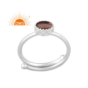 Best Selling Fine Sterling Silver Natural Smoky Quartz Gemstone Stackable Ring Jewelry For Women Gift For Her - Product Image 1