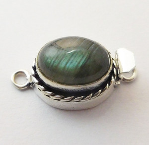 Antiguo Starling plateado 26X15X10MM Labradorita caja de piedras preciosas cierre 1-3 hebra Oval fabricación de joyas B620 para manualidades - Product Image 2