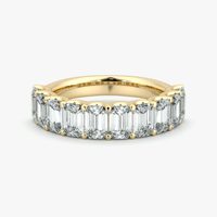 Cincin Emas Kuning Berlian Potongan Emerald dengan Batu Berlian Bertatahkan Sepanjang Lingkaran, Bersertifikat GIA, Perhiasan Pertunangan Klasik Wanita