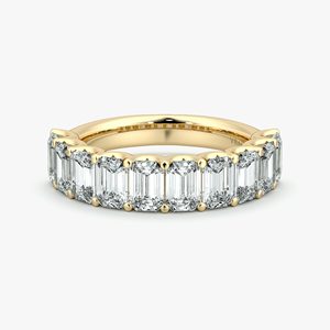 Anillo de Eternidad con Diamantes de Corte Esmeralda en Oro Amarillo, Certificado por GIA, Joyería Clásica de Compromiso para Mujer - Product Image 1