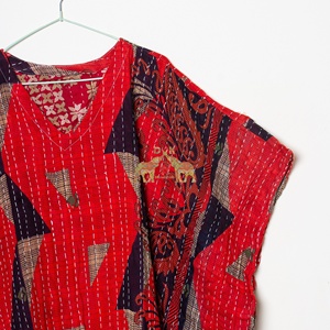 Precioso Kaftán Vintage Multicolor Estampado a Mano para Verano, Talla Grande, Casual, con Bolsillo, Hecho a Medida, Estilo Kantha - Product Image 6