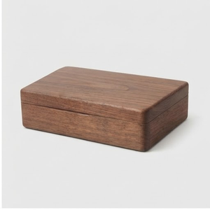Boîte à bijoux en bois d'acacia avec couvercle, finition naturelle, étui de rangement rectangulaire pour accessoires - Product Image 5