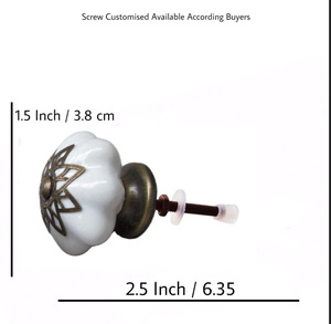 Boutons en céramique de fleur de filigrane antique de conception industrielle poignées de tiroir en laiton blanc pour armoire de chambre à coucher commode - Product Image 2