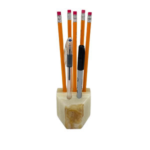 Porte-stylo onyx vintage, porte-crayon en marbre onyx, accessoires de bureau onyx - Product Image 1