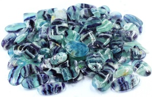 Pierre précieuse en fluorite naturelle de qualité commerciale, vert et violet, taille ovale, taille libre, 500g, en vrac pour la fabrication de bijoux - Product Image 2