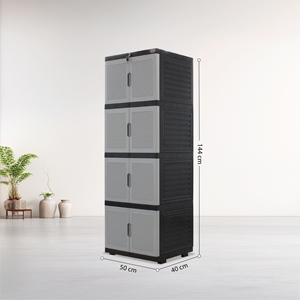 Mini Cabinet 4-Stack Plastic Storage Anti-Scratch <b>Key</b> Lock Minimalist Home <b>Organizer</b> - Product Image 2