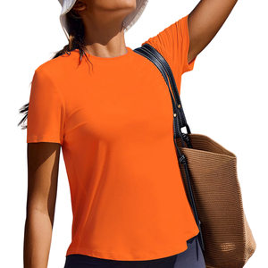 เสื้อยืดออกกำลังกายผ้าโพลีเอสเตอร์เนื้อนุ่มเป็นพิเศษสำหรับผู้หญิงใส่เล่นกีฬาได้แบบสบาย - Product Image 4