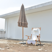 Bohême coton corde macramé Parasols poteau en bois glands faits à la main tissé auvent Sombrilla De Patio Crochet avec macramé frange