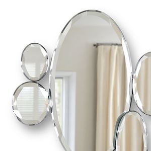 Chic Modern Home Office Wall Mirror Set Elegante Oval Central con círculos circundantes Decoración elegante Marcos de espejos - Product Image 2