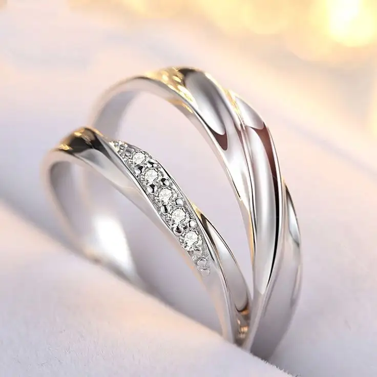 Anelli in argento alla moda gioielli da donna placcati in oro e bianco, anelli senza Zirconia 925 argento Sterling