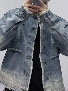 Otoño/Invierno 2025, Chaquetas vaqueras ajustadas informales para hombre, abrigos vaqueros azules de moda con mangas cortas y anchas, estilo Rock, precio bajo - Product Image 3