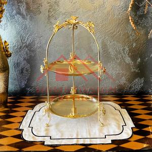 Support de gâteau décoratif en argent avec Logo personnalisé pour décor d'affichage de mariage, support de gâteau en métal à 2 niveaux, tasse de fête d'anniversaire - Product Image 4