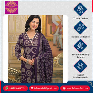 Kurti Pant Dupatta de Algodón Pesado de Estilo Tradicional Indio, Nuevo Diseño Étnico, Informal, para Oficina, para Ocasiones Especiales, de Alta Calidad - Product Image 2