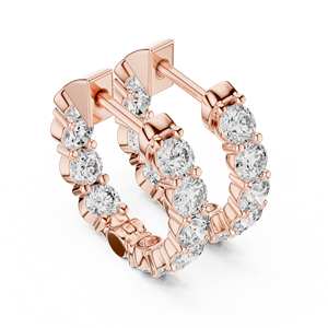 ต่างหูเพชรทรงห่วงเพาะเลี้ยงในห้องปฏิบัติการ ดีไซน์พิเศษ ชุบทองคำขาว 18KT โรสโกลด์ พร้อมใบรับรอง IGI เหมาะสำหรับใส่ทุกวัน งานพิเศษ และวันวาเลนไทน์ - Product Image 2