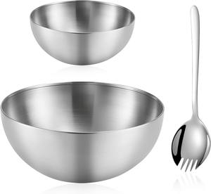 ชุดชามผสมสแตนเลสพร้อมช้อนเสิร์ฟชามโลหะทันสมัยสำหรับห้องครัวการอบสลัดผลไม้การตกแต่งอาหารใหม่มาแรง - Product Image 1