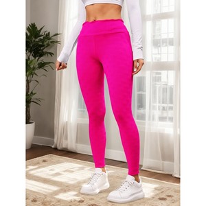Leggings rosa a vita alta da donna comodi pantaloni sportivi in Nylon/Spandex per palestra e abiti Casual taglia XL LJ modello di marca H036-Pink - Product Image 3