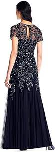 Elegante vestido de cóctel para mujer, vestido de noche transpirable de longitud completa en malla de polietileno, bordado de perlas, rebordear, característica antiestática - Product Image 4