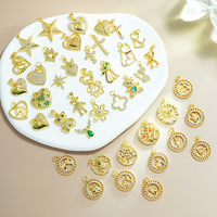 Pendentifs en forme de cœur d'ours en gros, ne se décolore pas, plaqué or 18 carats, zircone cubique, breloques pour la fabrication de bijoux DIY, accessoires de breloques