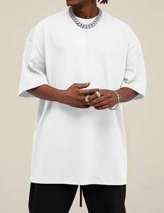 Camiseta básica informal Unisex para hombre, camiseta sólida de cuello redondo de algodón pesado de 300 gramos de gran tamaño con ropa informal holgada - Product Image 2