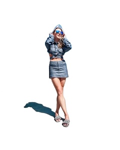 Falda vaquera azul cielo claro personalizada para verano, informal, cómoda, hasta la rodilla, de algodón suave y transpirable para niña - Product Image 3