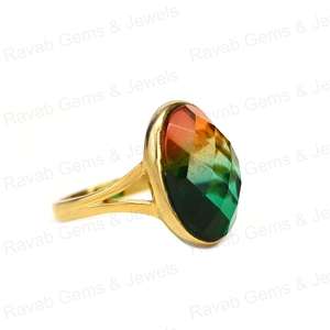 Bague en argent sterling 925 tourmaline couleur bio et plaqué or 18 carats 10x14mm de forme ovale pour bijoux pour femmes, nouveauté - Product Image 2