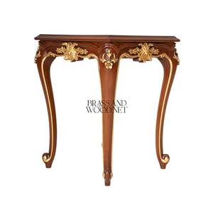 Mesa Auxiliar Cuadrada de Lujo con Incrustaciones de Marquetería con Motivo Griego y Adornos de Follaje en Latón Dorado para Decoración Clásica de Esquinas del Hogar - Product Image 3
