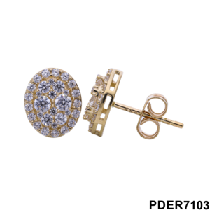 หรูหรา14K 0.93ทอง CTW รูปไข่ต่างหูเพชรสวยงาม0.93เครื่องประดับคอมโพสิต CTW สำหรับผู้หญิง - Product Image 6