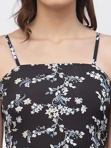 Indian Vintage Style <b>Women's</b> Dress Hand Block Floral Printed Cotton Trendy Casual Summer <b>Wear</b> Breathable Sweet Logo Natural - Product Image 2