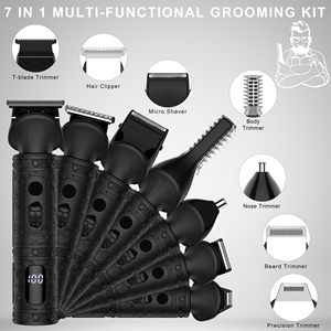 Kit de Afeitado Profesional Inalámbrico 7 en 1 para Hombre, Recortadora de Barba con Cuchilla en T de Cerámica para Recortar el Vello de la Nariz y el Cuerpo - Product Image 6
