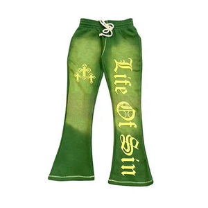 Pantalon de survêtement évasé décontracté personnalisé Pantalon de survêtement évasé à taille élastique pour hommes - Product Image 1