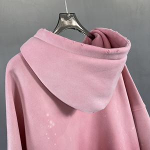 100% algodón Vintage Acid Wash Sun Faded Sudadera con capucha para hombre Moda personalizada Deporte desgastado en blanco Sudadera con capucha de gran tamaño de alta calidad - Product Image 3