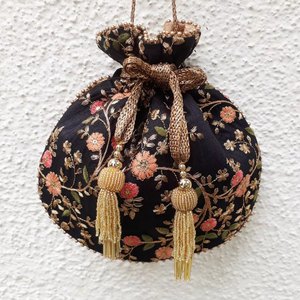 Party Wear <b>Potli</b> <b>Bag</b> Women Elegant Embroidered Bridal Handbag Traditional Ethnic Fashion Polyester Eco-Friendly Durable - Product Image 1