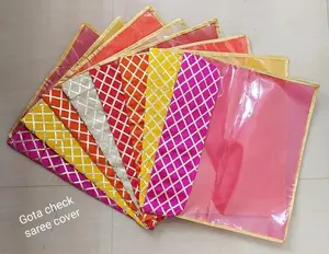 Organizzatore di immagazzinaggio del panno della copertura del sari stampato sari indiano con le coperture singole del sari della finestra trasparente per la borsa delle signore